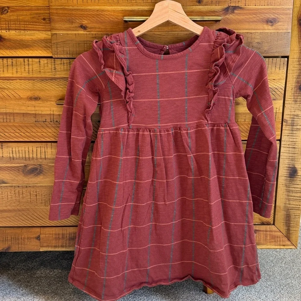 Little Co. Adorable Ruffled Plaid Dress for Kids - Red